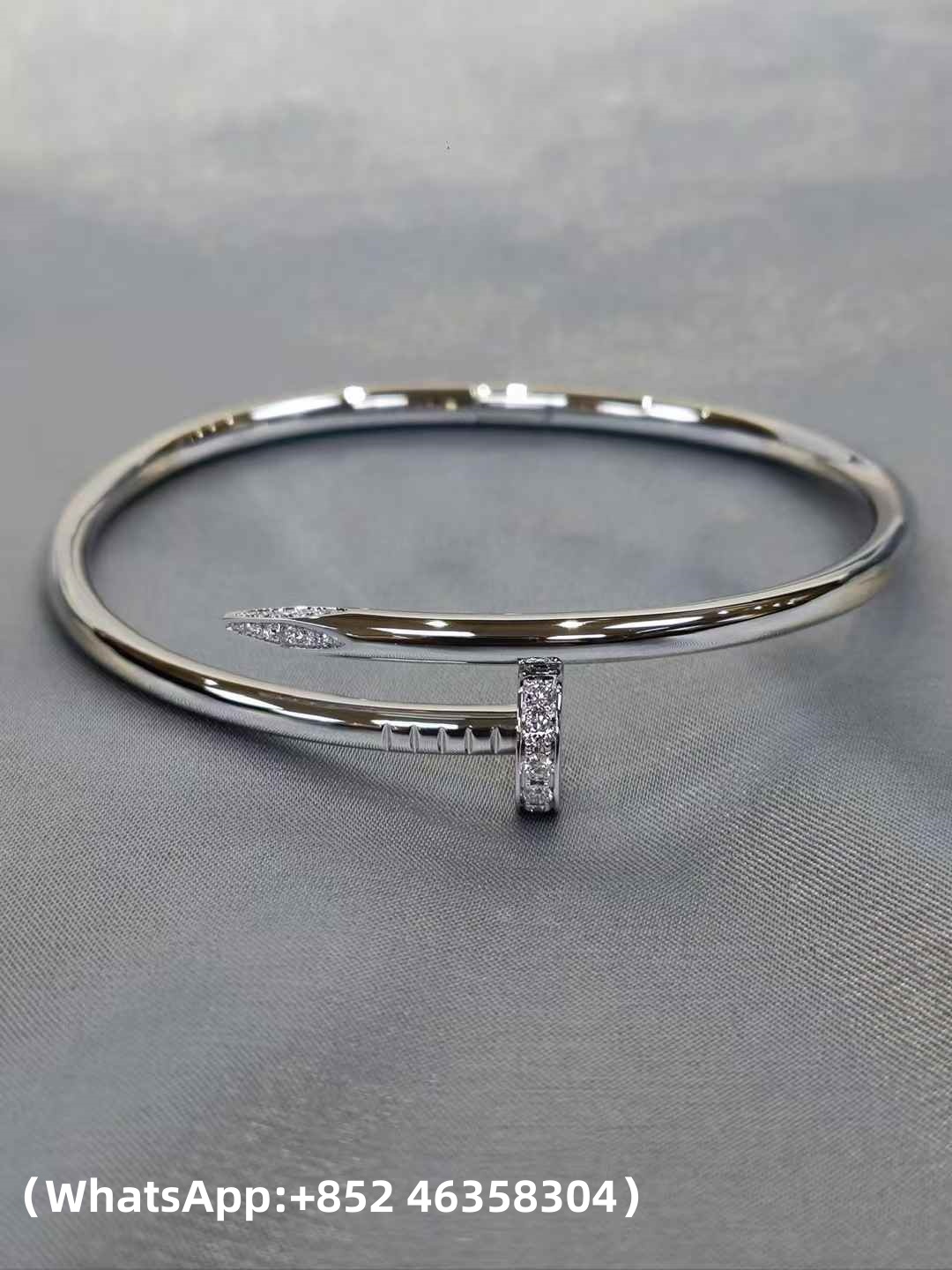 Custom Cartier Jewelry Juste un Clou Bracelet, Classic Model, Diamonds Solid 18k White Gold