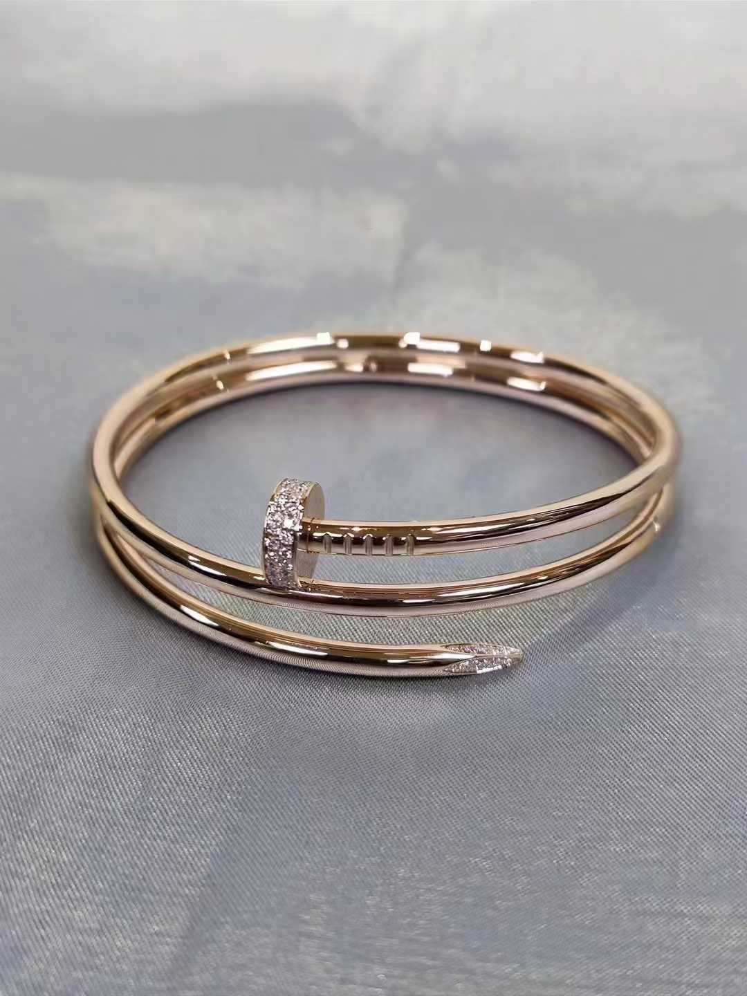 Custom Cartier Jewelry Juste un Clou Bracelet, Double, Diamonds Solid 18k Rose Gold