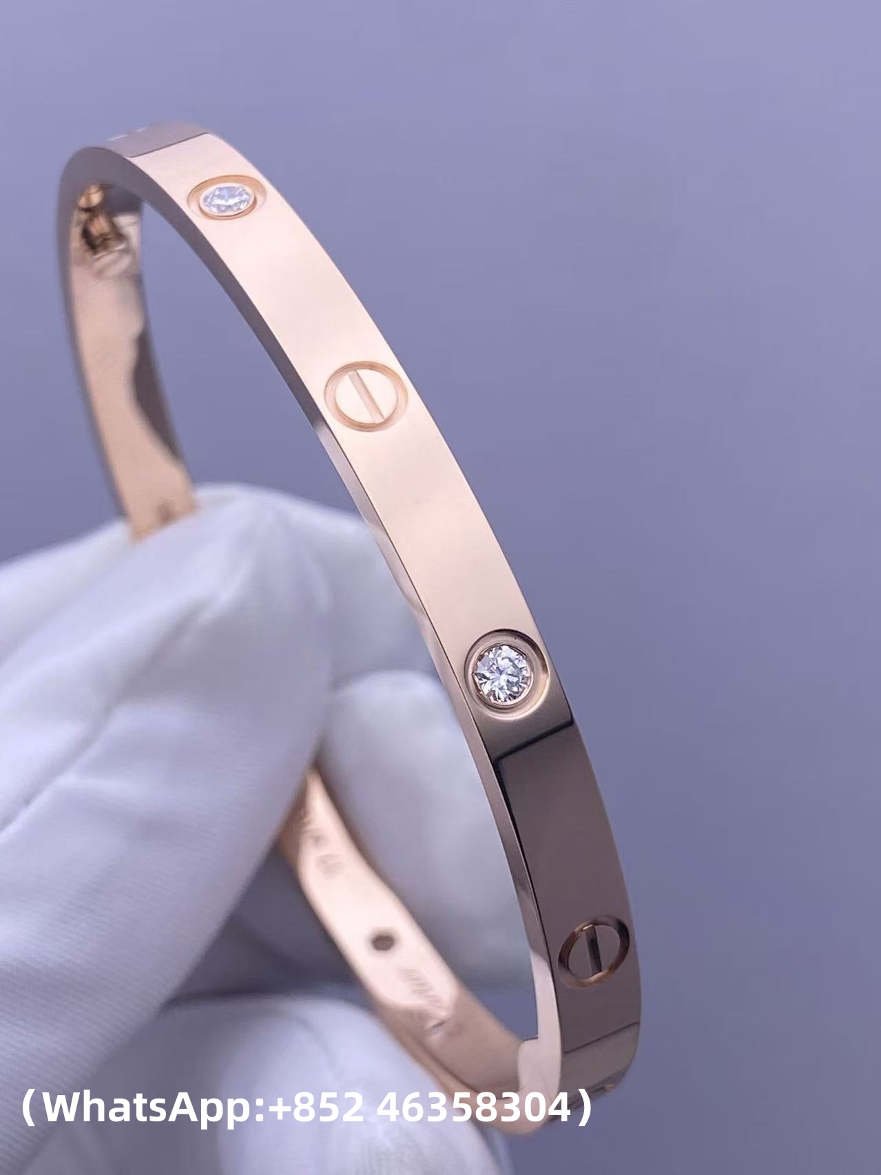 Custom Cartier Jewelry LOVE Bracelet, Classic Model, 4 Diamonds Solid 18k Rose Gold