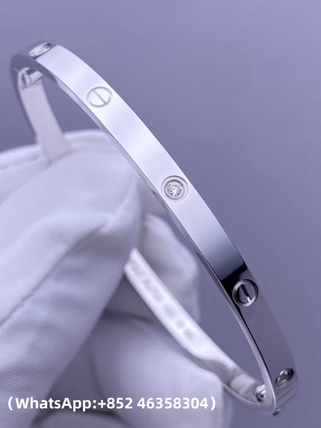 Custom Cartier Jewelry LOVE Bracelet, Small Model, 6 Diamonds Solid 18k White Gold